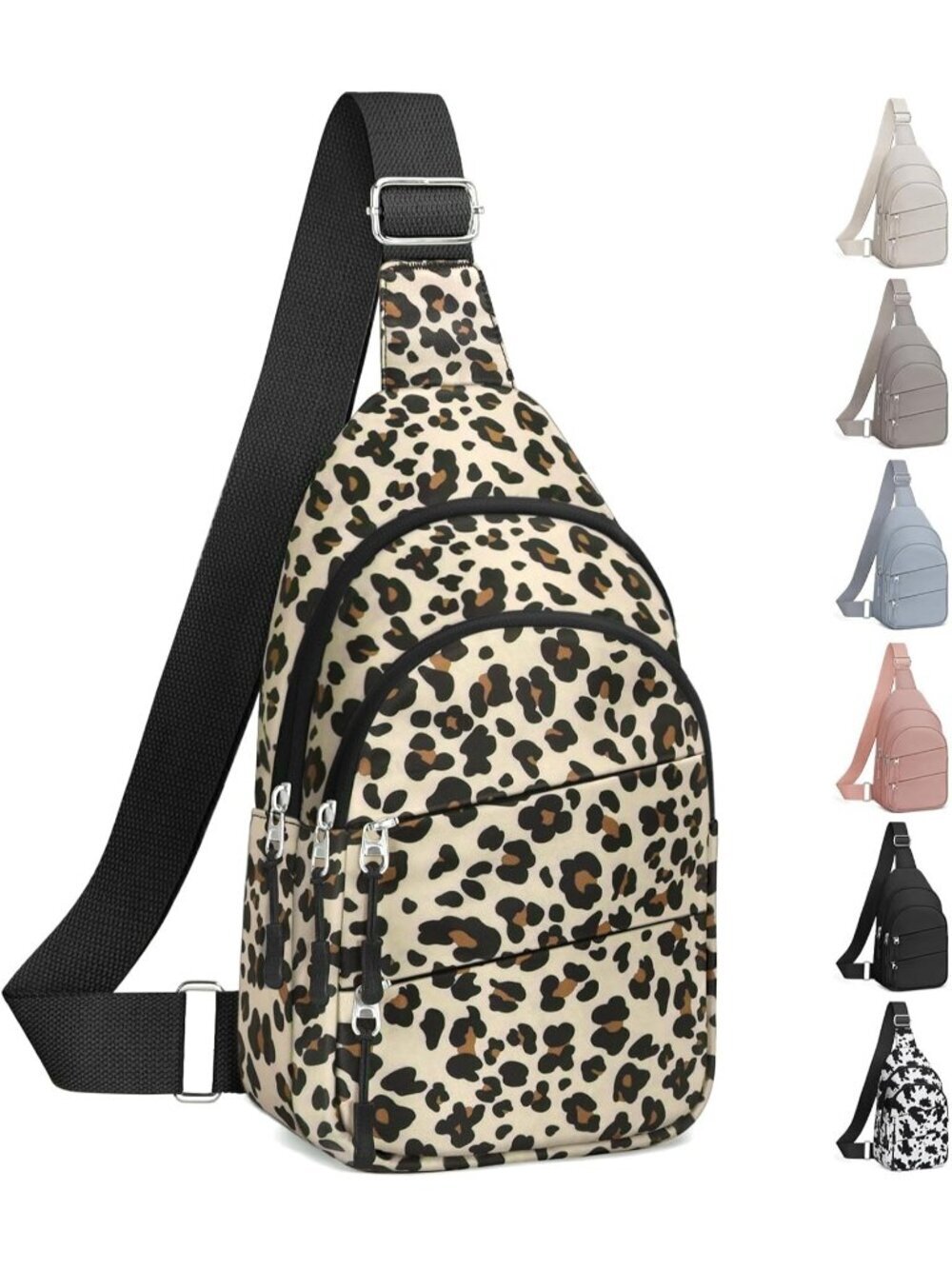 Women's Leopard Lightweight Small Hiking Sling Outdoors Travel Crossbody Bags